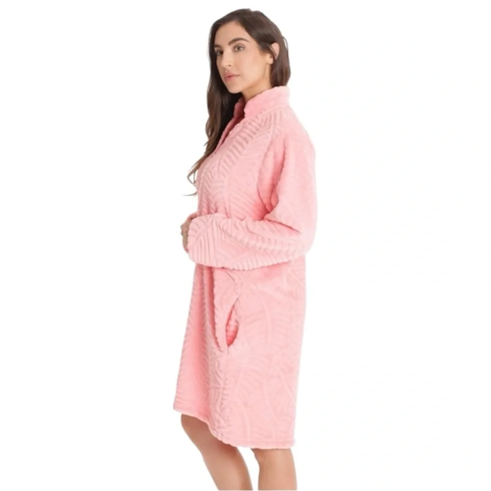 Just Love Coral Plush Zippered‎ Lounger Kimono Robe Size Medium NWOT